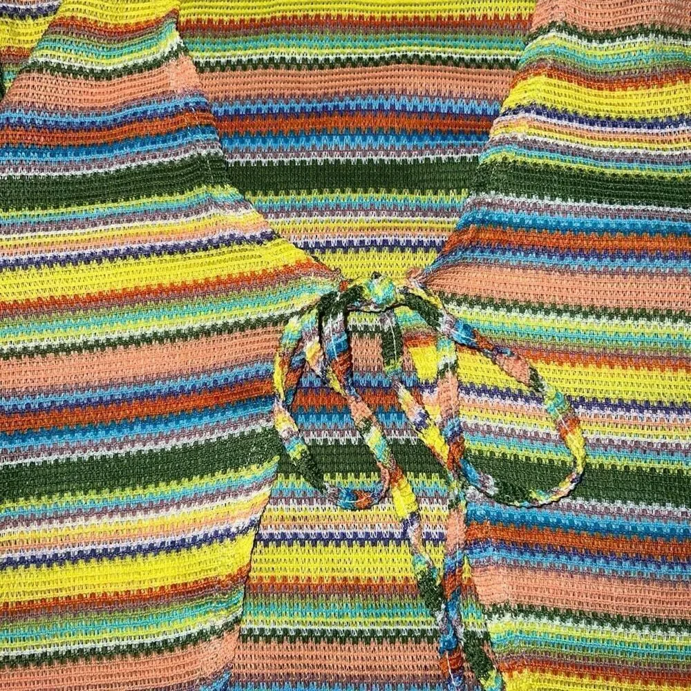 EARTHBOUND Knitted Multi Colored Y2K Single Tie Cardigan Size S